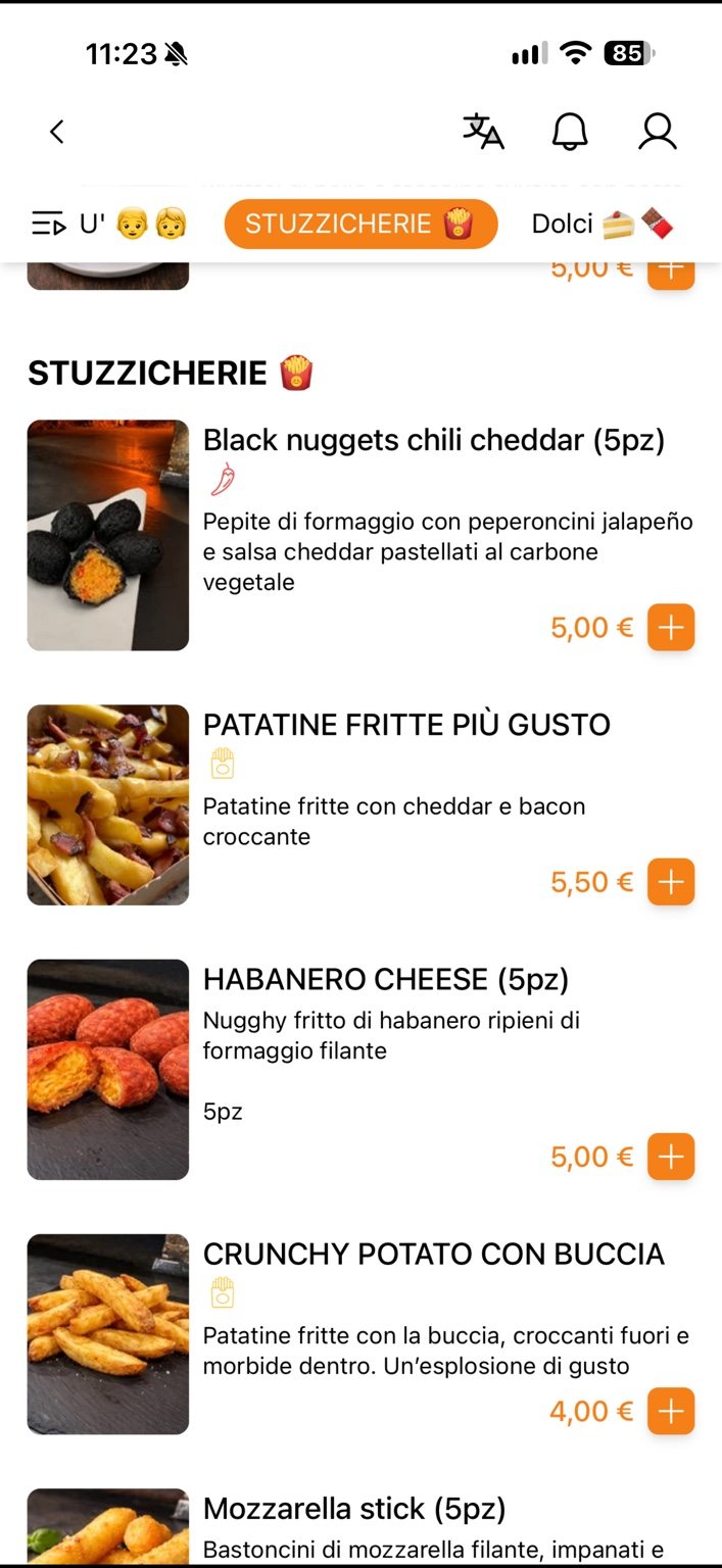 Anteprima delle stuzzicherie nell'app Bruscò